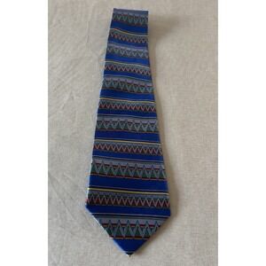 Aldo Baldini Geometric‎ Aztec Pattern Tie Blue Multicolor 4" Wide Vintage Retro